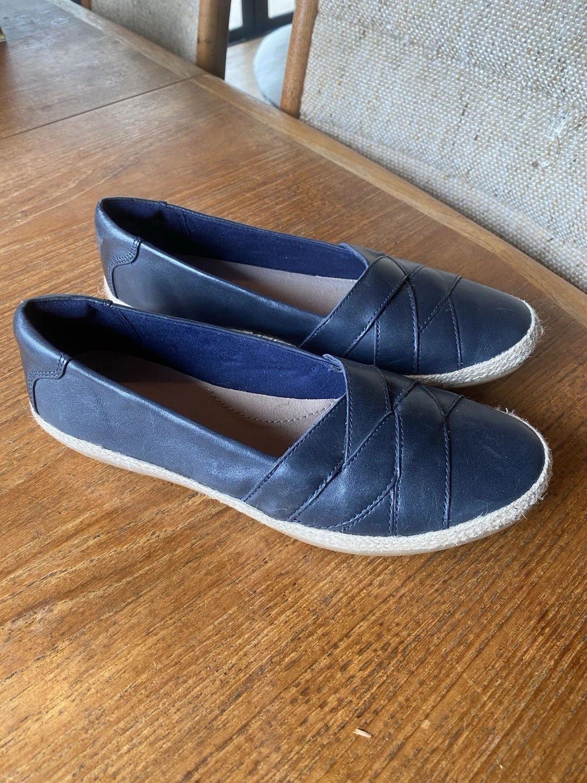 MOCASSINI CLARKS DANELLY BLU LUCIDO IN PELLE SCARPE COMODE DA PASSEGGIO DONNA TAGLIA 7 5M