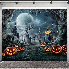 10x8ft Halloween Backdrop Spooky Cemetery Graveyard Photography Background