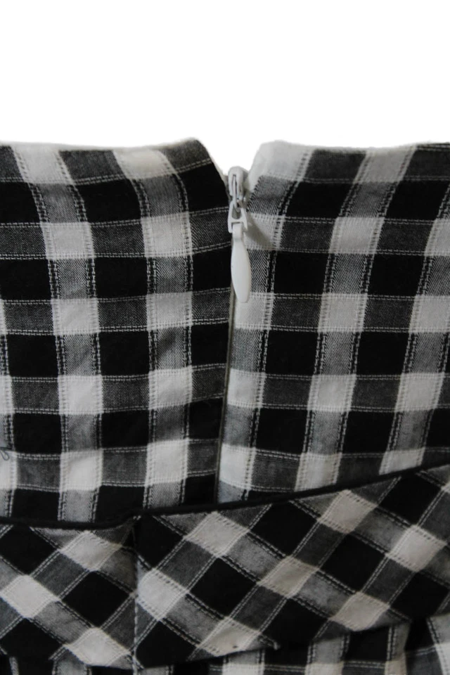 Mayoral Childrens Girls Plaid Ruffled A Line Dress Black White Cotton Size 14 - Image 4 of 4