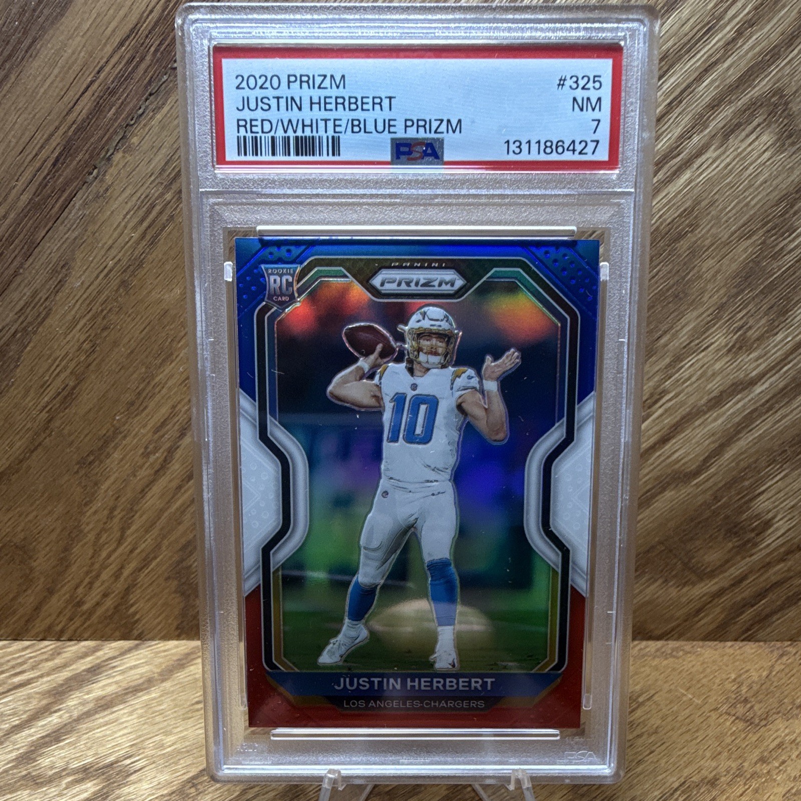 Panini 2020 Prizm Justin Herbert #325 RC Red/White/Blue Prizm PSA 7🏈