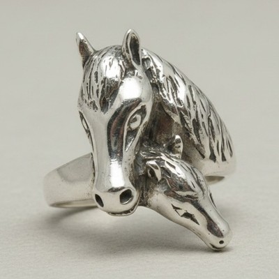 Echt Sterling Silber Ring Pferd massiv gepunzt 925 Handarbeit Kaiserin