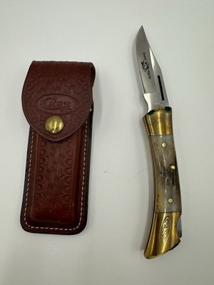 Case xx Shark Tooth 5197l SSP 9 Dot Folding Pocket Knife & Leather