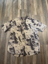 Reyn Spooner Tailored Fit Mens XL Short Sleeve Hawaiian Sail Boat Shirt Beige