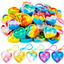 JOYIN Heart Pop Fidget Keychain 30 Pack Toys Small, Multicolor