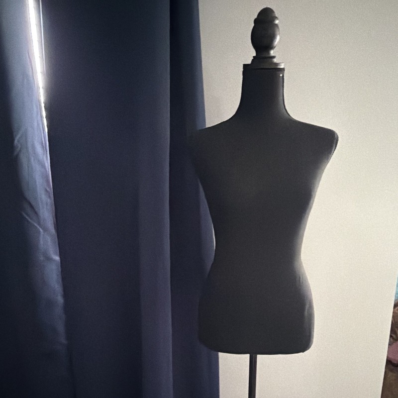 Female Black Matte Fabric Half-Body Torso Dress Form Mannequin w/ Stand