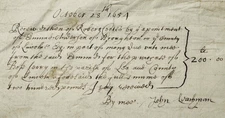 1654 English Manuscript Handwritten Document £200 Draft Check Bill of Exchange