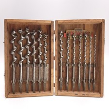 Vintage Irwin Auger Bit Set 13 Piece Wood Case Made in USA Woodworking Tools