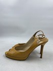 Jimmy Choo Mustard Yellow Patent Leather Slingback Peep Toe Heels W 7.5 — photo 1