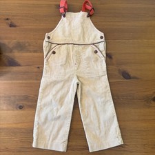 Carter's Vintage Beige Corduroy Overalls 3T Red Straps Made in USA