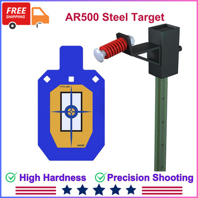 AR500 Steel Target Shooting, 1/2 in Thick Metal Target with T-Post Target Hanger