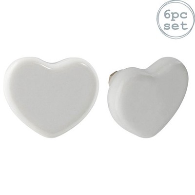 6x Weiß 4cm Herz Keramik Schubladenknöpfe Küche Kabinett Schrank Türgriffe