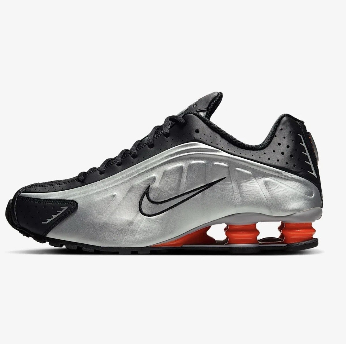 NIKE MEN SHOX R4 METALLIC SILVER BLACK RED SZ 6.5 HQ1988 002 | eBay