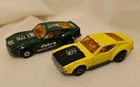 VG 1972 Matchbox #42 Boss Mustang Lot w Yellow/Black & Green/White Cobra Cars