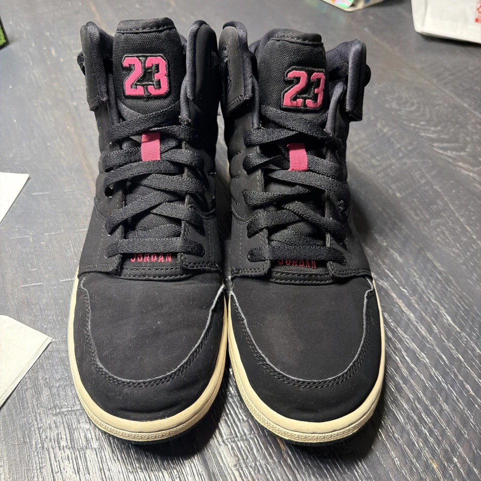 Nike Jordan 1 Flight 4 Prem GG Black Pink Shoes 828245-009 Girls Size 8.5Y Rare - Image 2 of 4