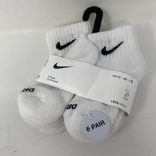 Nike Kids Everyday Cushioned Ankle Socks 6-Pair White 7C-10C