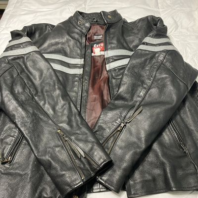 #ad #ad Excel Bikers 3M Thermal Insulation Mens XL Black Leather Riding Jacket $149.99