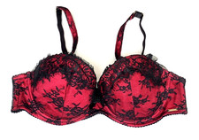 BOUX AVENUE 38B light padded PROVOCATIVE BALCONY BRA underwired RED/BLACK unworn