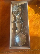 BOMBAY COMPANY ☆ Silver Leaf & Twig Salad / Serving Spoons ☆ New in Box