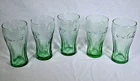 Set of (5) Vintage Libbey Coca-Cola Green Glass Soda Glasses