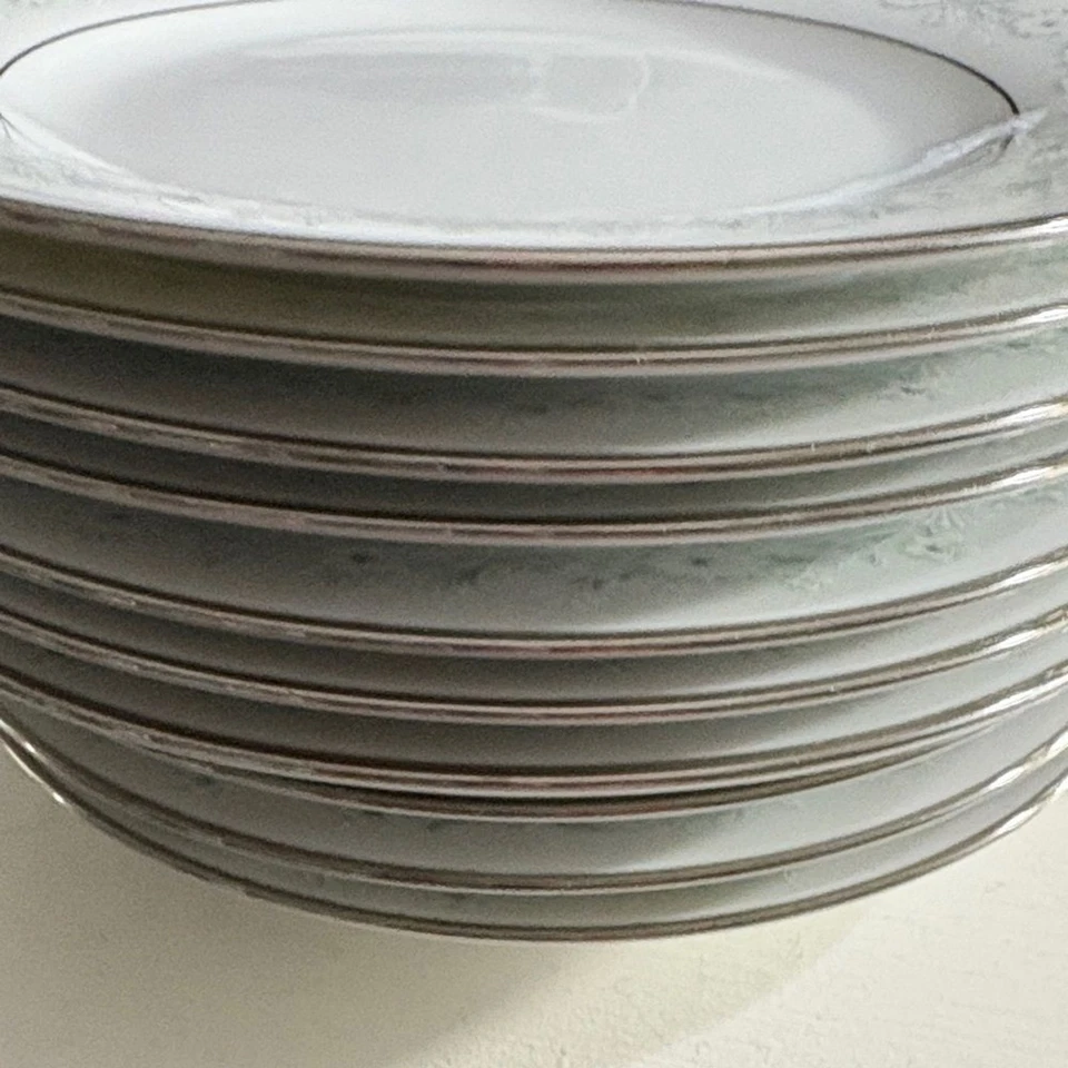 Noritake Elegant White and Gray (silver) Floral Plate set of 10 - Image 4 of 4