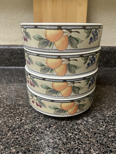 Mikasa Intaglio Garden Harvest Vegetable Cereal/Soup Bowls 8-3/8" Set of 4