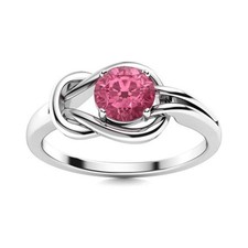 Solitaire 5MM Round Pink Topaz Infinity Love Knot Women Ring 925 Sterling Silver