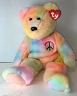Ty Beanie Baby Peace Bear 14” Large Beanie Buddy Stuffed Animal 1999 Vintage
