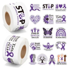 Domestic Violence Awareness Stickers - 1000 Waterproof Vinyl Decals, Purple