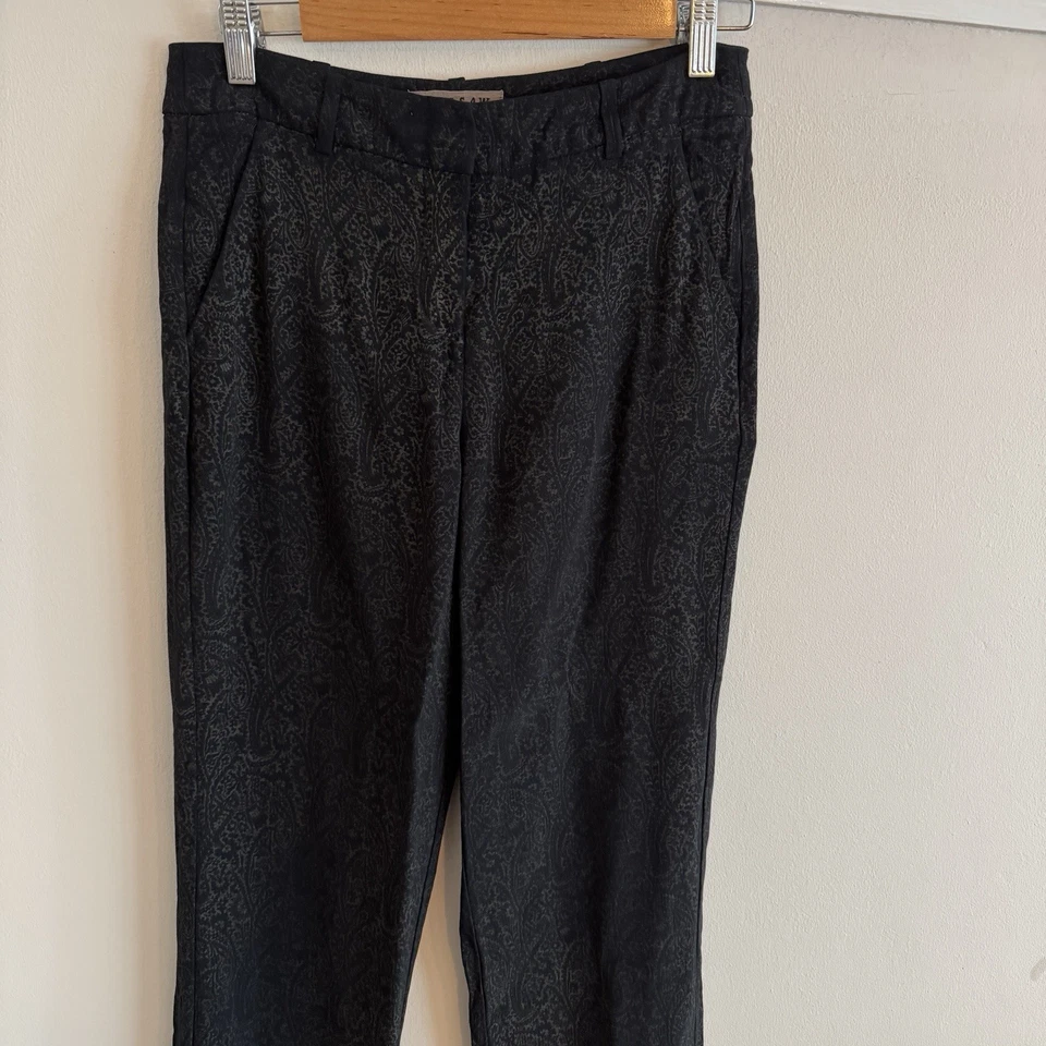 JIGSAW Black Mix Print SIZE 8 UK Slim Trousers - Image 4 of 4