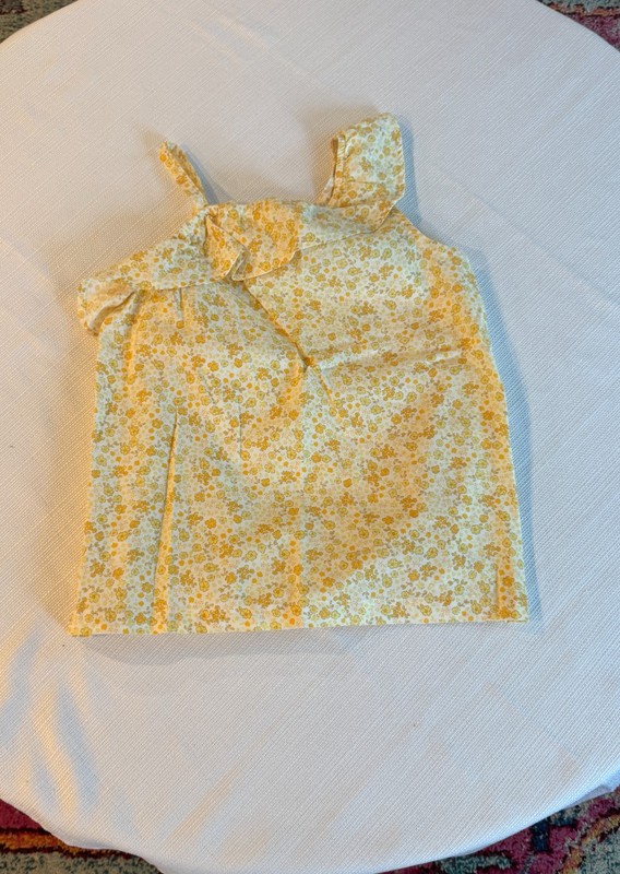 Girls Yellow Floral Ruffle Top Boho Summer Tank Sleeveless Boutique Style 10/12