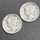 1941-P and D 10C MERCURY SILVER DIME 2 Coins (lot Of two)