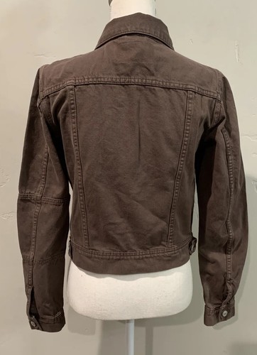 Free People Rumors Denim Cropped Trucker Jacket Chocolate Brown Women Sz XS NWOT - Picture 3 of 6
