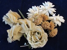 Vtg Millinery Flower Collection Ivory Ecru 1 1/2-3" Many Textures H5265