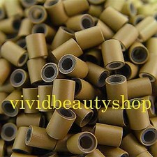 200 4mm Light Brown Copper Silicone Tube Micro Ring for I Bonded Hair Extensions