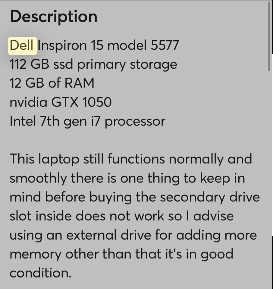 portátil gaming dell inspiron 15 5577 Foto 4 de 4