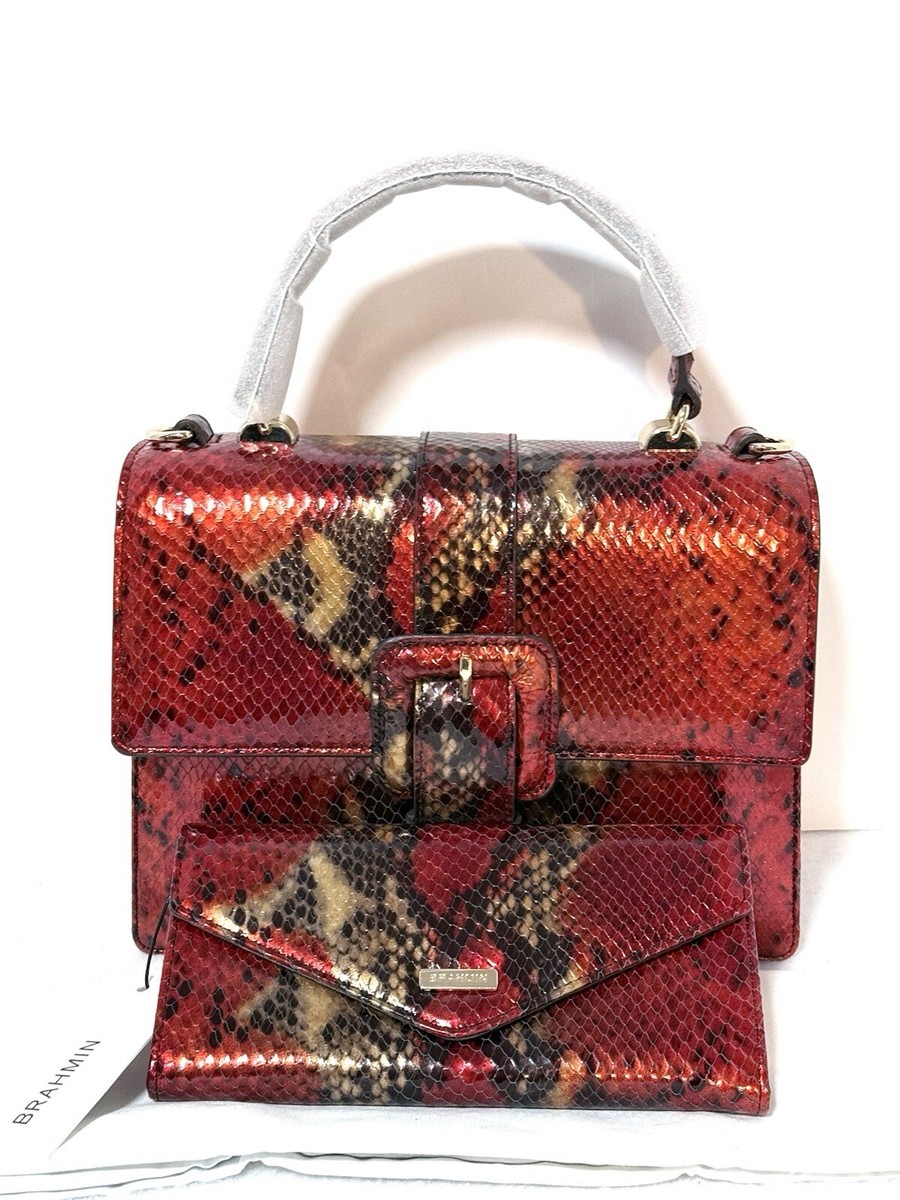 NWT Brahmin Francine Crimson Rosebay Satchel Leather Shoulder