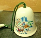 1983 Paul Marshall Products Inc. Art Pottery Bell Wind Chime Christmas Scene.