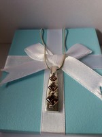 Qvc Sterling Silver, Chocolate Diamonique 3 Stone Princess Cut Necklace. Qvc Sterling Silver, Chocolate Diamonique 3 Stone Princess Cut Necklace.