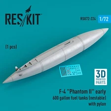 1:72 ResKit RSU72-0224 F-4 Phantom II Early 600 Gal Nestable Fuel Tank 3D