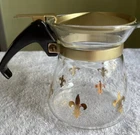 Vintage PYREX Small Pitcher MCM Fleur de Lis Syrup Server /Creamer Flameware