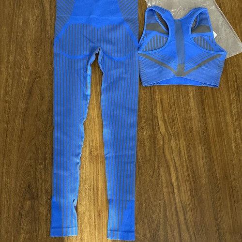 Women Workout Outfit 2 PCS Fitness Seamless Yoga Suit Leggings + Bra Gym Set Sm - Picture 2 of 2