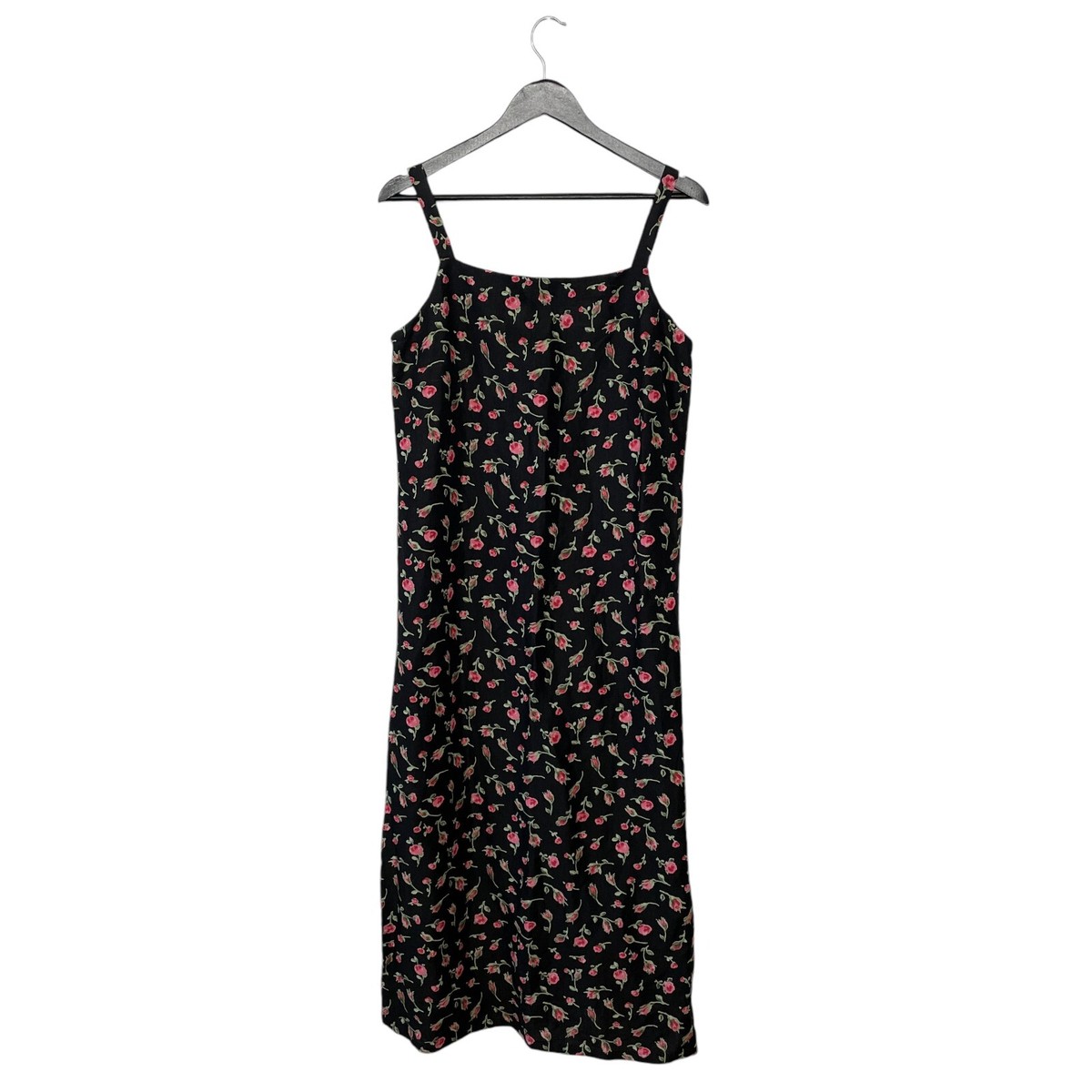 Vintage Laura Ashley Floral Rose Print Linen Viscose Maxi Dress Size 14  Black | eBay