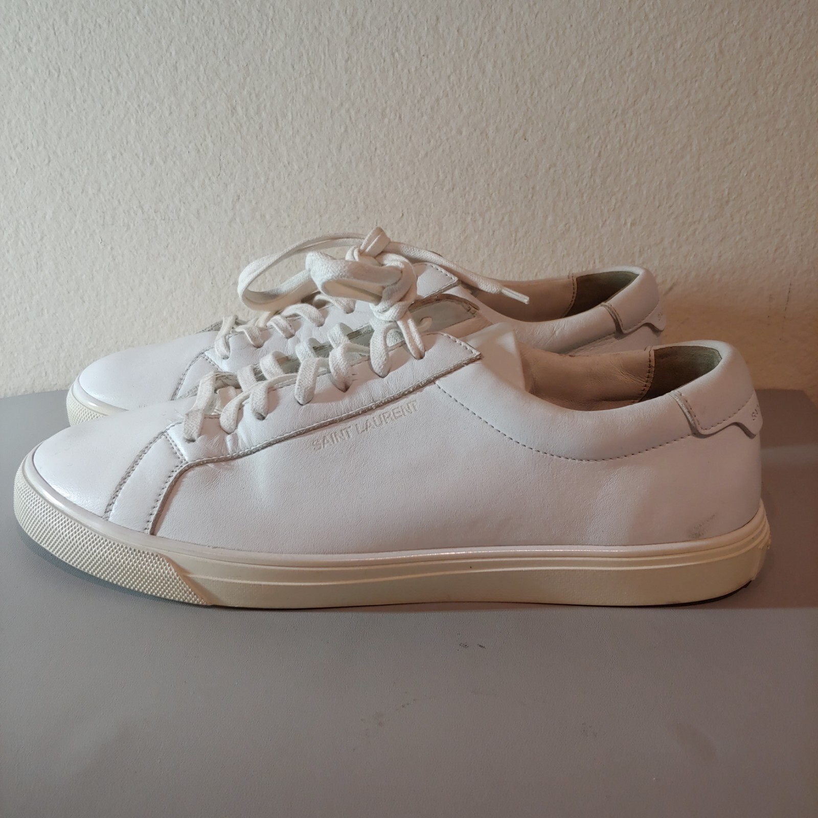 SNEAKERS SAINT LAURENT ANDY IN PELLE bianche taglia 38 US 7 5 donna