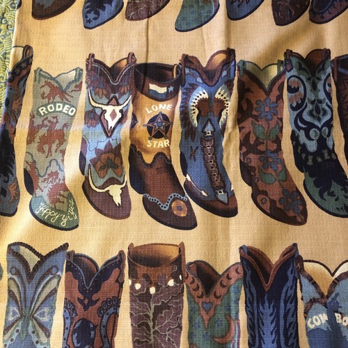 Vtg 80s/90s Interior Fabric Design Decorator Cowboy Boots 39”x 53” - Picture 3 of 9