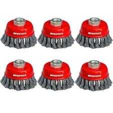Stahldraht B&uuml;rsten Topfb&uuml;rsten Set 6 tlg Winkelschleifer M14 entrosten 65 mm