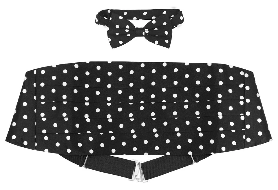 Cumberbund & BowTie Paisley, Polka Dot Print Design Men's Cummerbund Bow Tie Set - Image 2 of 2