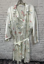 vintage go softly night shirt with robe & tie floral size medium satiny