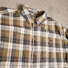 Duluth Trading Co XL Brown Plaid Free Swingin’ Flannel Untucked Length Button-Up