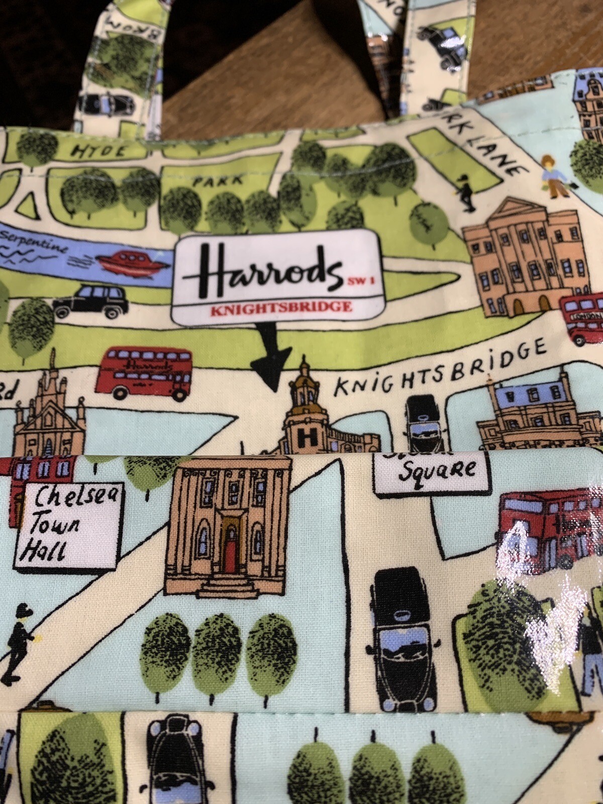 HARRODS Knightsbridge Hyde Park Corner Vintage Vinyl Tote Shopping Bag