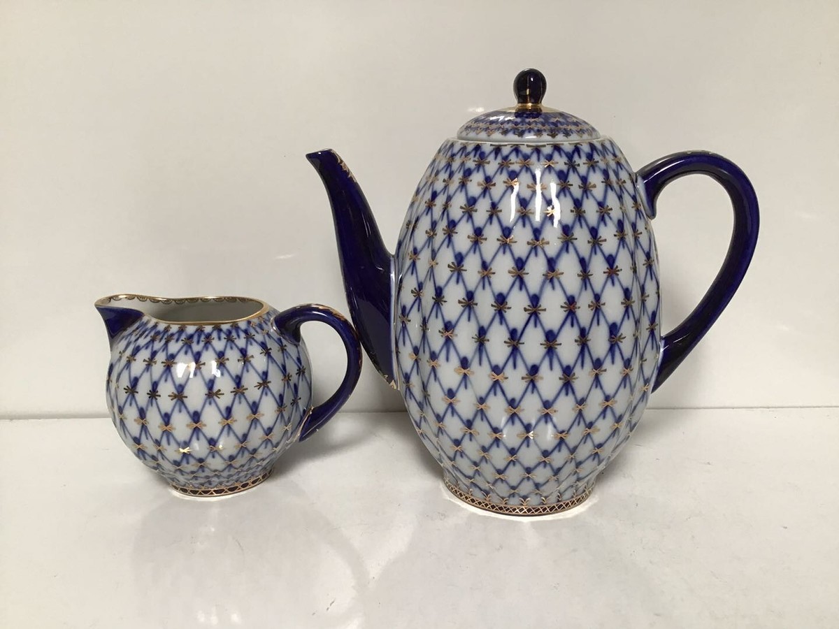 ポット　ロモノーソフ Tea Pot A 2-piece porcelain service, 'Cobolt Net', Lomonosov